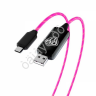USB кабель Type-C, 1м, 2.4А, Быстрая зарядка, LED подсветка оранжевая, Заря BY