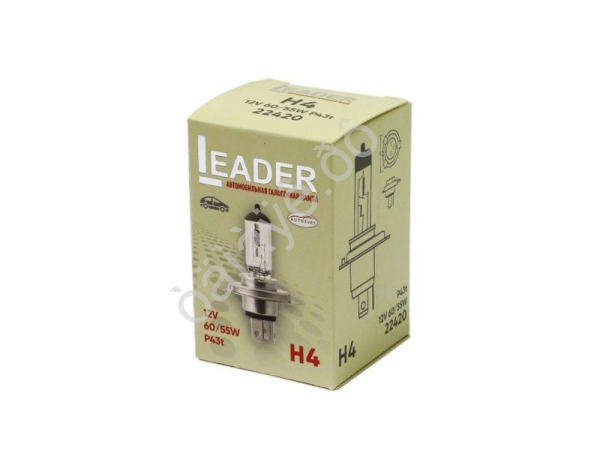 Лампа Leader H4 12V-60/55W P43t "Автосвет"/10