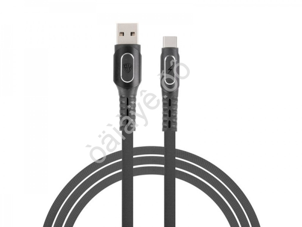 USB кабель Type-C, Экстрим 1м, 3А, Быстрая зарядка QC3.0, ткань, черный