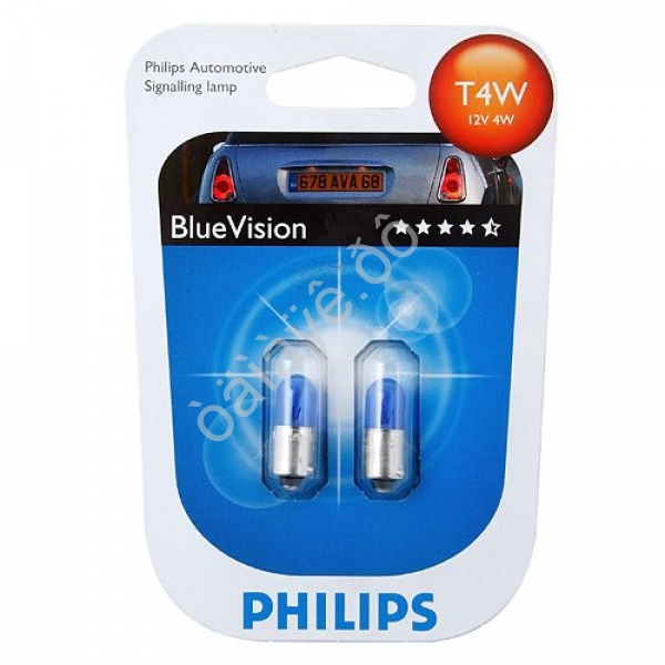 Лампа PHILIPS  12V4W BLUE VISION блистер (2шт.)