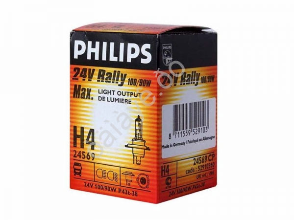 Лампа PHILIPS  H4 24V100/90W P43t 24569