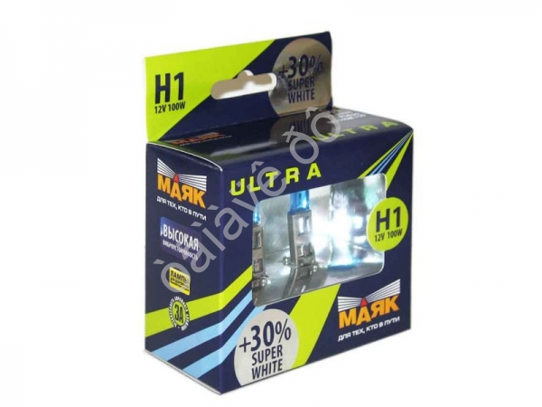 Лампа МАЯК ULTRA H1 12V 100W P14,5s SUPER WHITE +30%