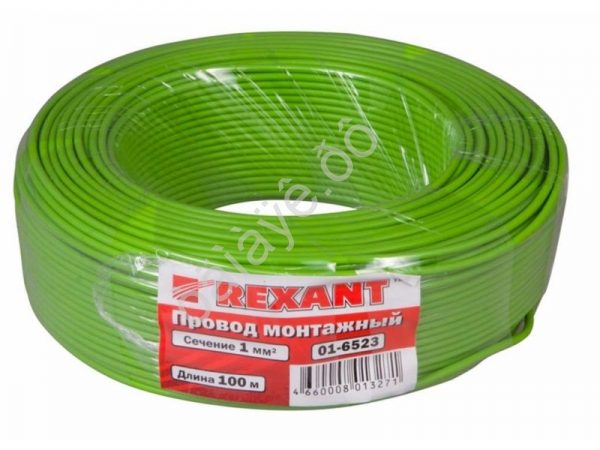 Провод  одинарный (1,0) REXANT зеленый (100м) 1/8