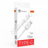 USB кабель Type C BY Fusion, 18Вт, 1 м, 3A, TPE, белый