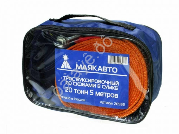 Трос буксировочный лента МАЯКАВТО™ 20т, 5м, шириной 75мм с скобами в сумке 1/6 Трос буксировочный лента МАЯКАВТО™ 20т, 5м, шириной 75мм с скобами в сумке 1/6