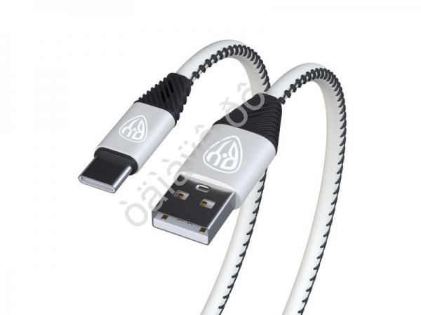 Дата-кабель универ. Type-C, 1м,2А, кожаная оплётка, серебристый