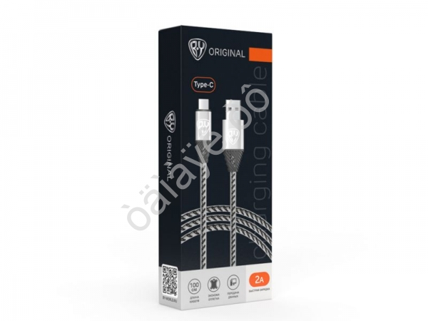 Дата-кабель универ. Type-C, 1м,2А, кожаная оплётка, серебристый