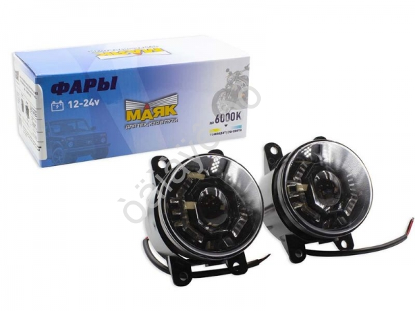 Фары светодиод. противотуманные универсальные круглые ДХО + поворотник 12-24V, 18w, 3,5in, 1800lm (2шт.) HL-C243