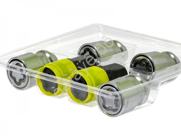 Гайки секретные М12*1,25*36мм, конус,тройной никель-хром, вр. кольцо, 2 кл. 19/21 (SL)