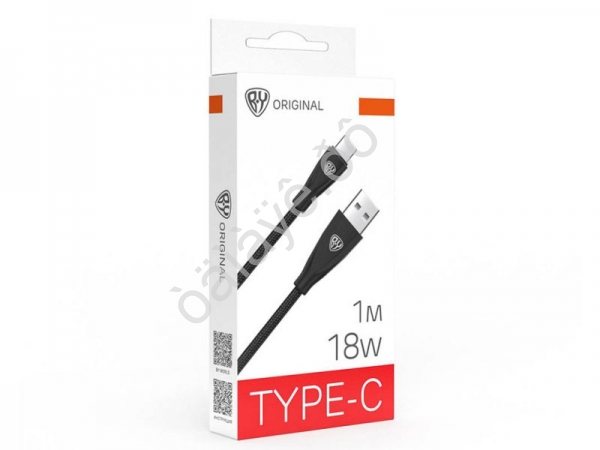 USB кабель Type C BY Nylon Pro, 18Вт, 1 м, 3A, нейлон, черный