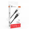 USB кабель Type C BY Nylon Pro, 18Вт, 1 м, 3A, нейлон, черный