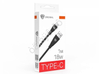 Дата-кабель Type C BY Nylon Pro, 18Вт, 1 м, 3A, нейлон, черный