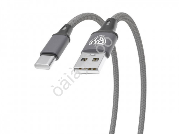 USB кабель Type C BY Solid, 18Вт, 1 м, 3A, нейлон, мет. кон., графитовый