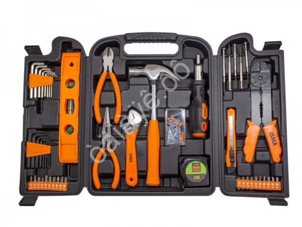 Набор инструментов 129пр.(шарнирно-губцевый,биты,отвертки,молоток, нож канцелярский), в кейсе ISMA