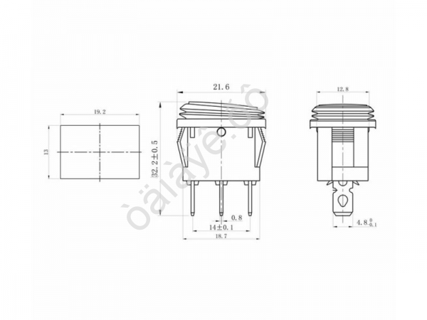 Выключатель клавишный 250V 6А (3с) ON-OFF красный с подсветкой Mini ВЛАГОЗАЩИТА (KCD1-201-4W) REXANT