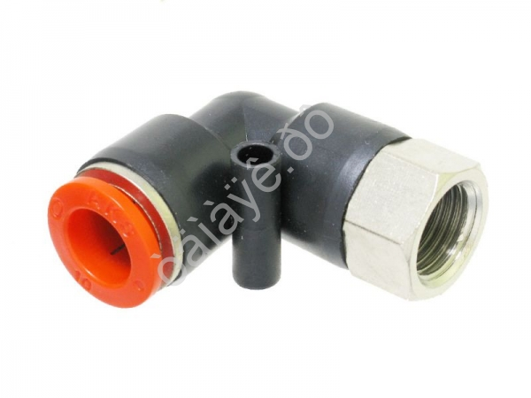 Фитинг цанговый пластик PU угловой 1/4 х 10 mm внутр. резьба Фитинг цанговый пластик PU угловой 1/4 х 10 mm внутр. резьба