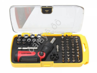 Отвертка реверсивная поворотная, с комплектом бит и головок (53пр.)в пластиковом футляре. BaumAuto