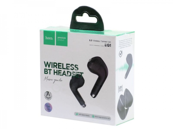 Наушники беспроводные вакуумные с цифровым дисплеем, черные EQ1 (14шт в уп) Hoco Наушники беспроводные вакуумные с цифровым дисплеем, черные EQ1 (14шт в уп) Hoco