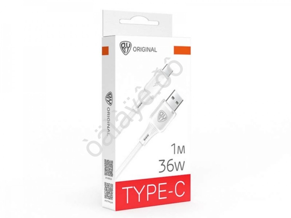 USB кабель Type C BY Twist, 36Вт, 1 м, 3A, гибкий силикон, белый