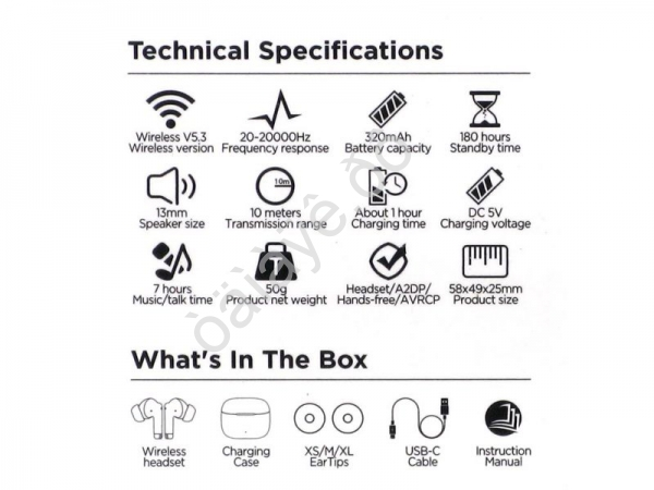 Наушники беспроводные вакуумные, черные EQ2 (14шт в уп) Hoco