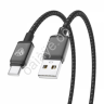 USB кабель Type C BY ZINC, 36Вт, 1 м, 3A, нейлон, цинк. кон.,чёрный