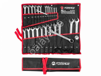Ключи комбинированные, набор 25пр. (6-28, 30 32мм) + полотно Forsage Ключи комбинированные, набор 25пр. (6-28, 30 32мм) + полотно Forsage