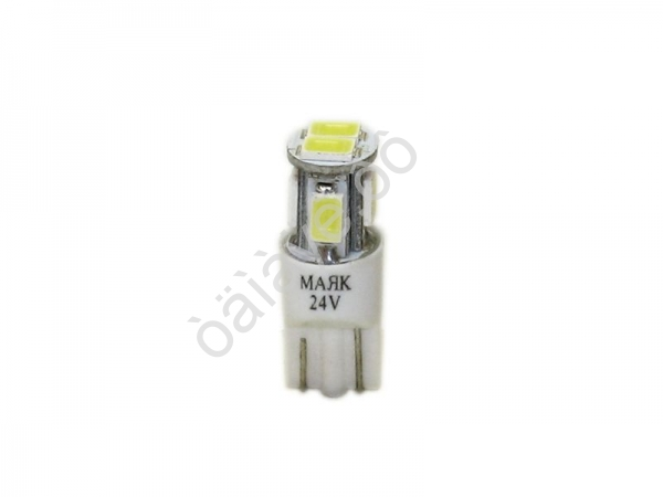 Светодиод 24V T10  6SMD(5630) W2,1x9,5D WHITE"Маяк"10 шт.