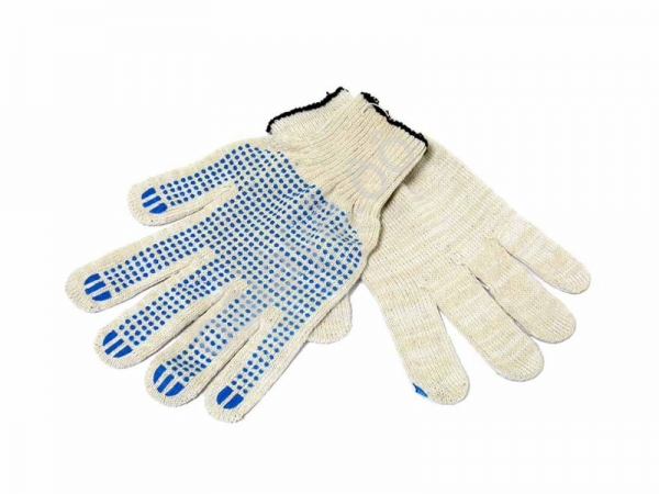 Перчатки х/б с ПВХ 10кл. 5-нитка белая /10/400