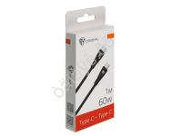 Дата-кабель Type C-Type C BY Nylon Pro, 60Вт, 1 м, 5A, нейлон, черный