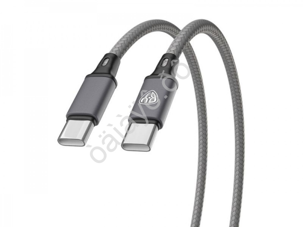 Дата-кабель Type C-Type C BY Solid, 60Вт, 1 м, 5A, нейлон, мет. кон., графитовый