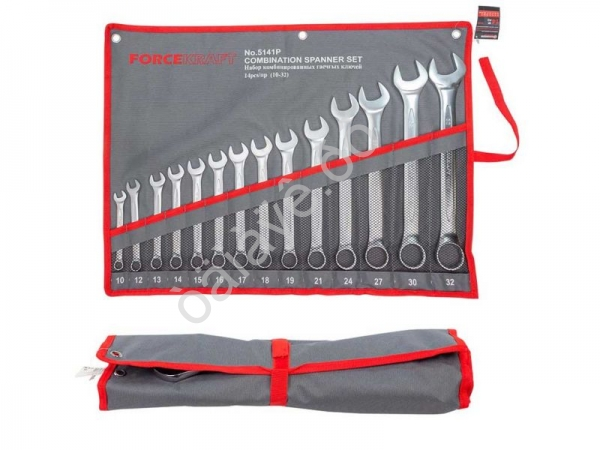 Набор ключей комбинированных 14 пр (10,12-19,21,24,27,30,32мм), на полотне FORCEKRAFT