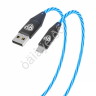 USB кабель Type-C, 1м, 2.4A,, светящийся, BY Быстрая зарядка