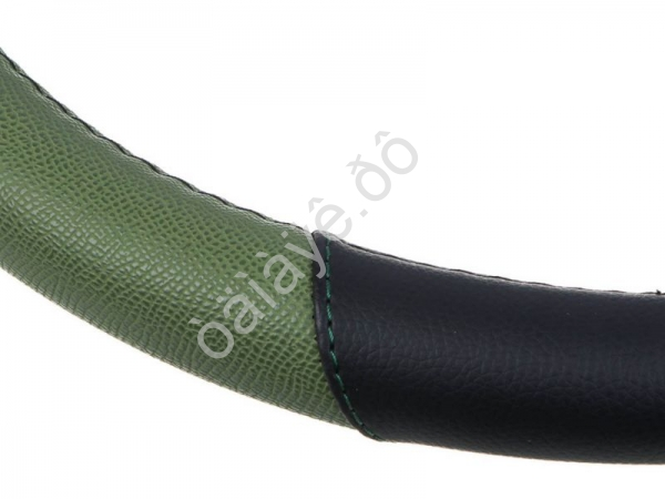 Оплётка на руль ЕРМАК экокожа, вставка перфорированная, темно-зеленая, черный (М)