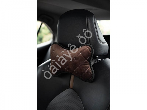 Подушка в авто из велюра, цвет коричневый (2шт)