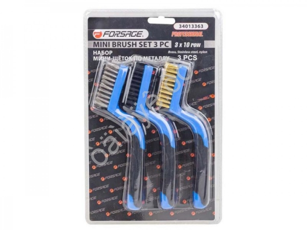 Щетки-мини по металлу в пластиком корпусе, 3x10ряд., набор 3пр. Forsage Щетки-мини по металлу в пластиком корпусе, 3x10ряд., набор 3пр. Forsage