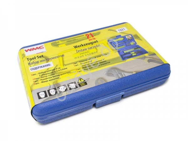 Набор инструментов 21пр.(плоскогубцы,нож,рулетка,отвертка-индикатор,биты,шестигранники) WMC TOOLS Набор инструментов 21пр.(плоскогубцы,нож,рулетка,отвертка-индикатор,биты,шестигранники) WMC TOOLS