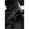Подушка в авто из велюра, цвет черный/белый (2шт)