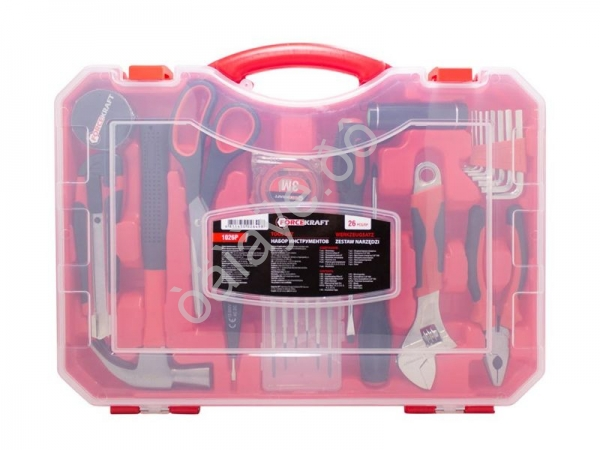 Набор инструментов 26пр.(шарнирно-губцевый,отвертки,молоток,рулетка,ножницы,фонарик) FORCEKRAFT