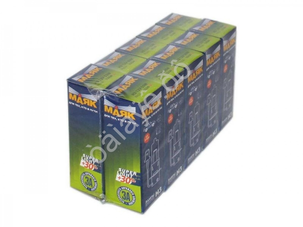 Лампа МАЯК H3 12V 55W Pk22s SUPER LIGHT+30% 10/800 Лампа МАЯК H3 12V 55W Pk22s SUPER LIGHT+30% 10/800