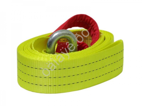 Трос буксировочный лента МАЯКАВТО™ полиэстер  10т, 6м, шириной 75мм со скобой такел.