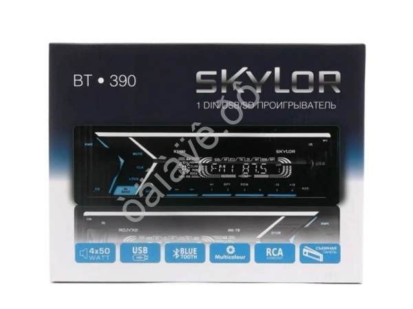 Автомагнитола SKYLOR BT-390 Multicolor 4x50 BT, MP3, WMA, USB, AUX,RCA, SD-card съемная панель (20 шт.)
