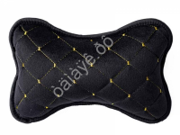 Подушка в авто из велюра, цвет черный/золотой (2шт)