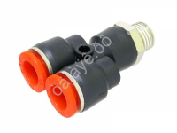 Фитинг пластик PU тройник-разветвитель 1/4 х 10mm наруж. резьба