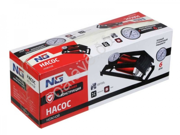 Насос ножной, с усиленным цилиндром экстрамощный PREMIUM с манометром с металлическим наконечником,