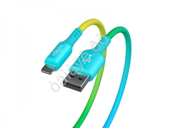 USB кабель iP, радуга, 1м, 2А, FORZA