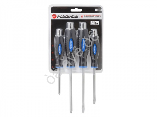 Набор отверток силовых  магнитных "Profi"4пр.(SL:5.5х100,6.5х125мм; PH:1х75,2х125мм)в блистере Forsage