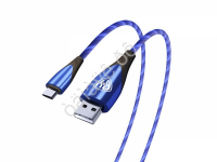 USB кабель Type-C, светящийся, GLITTER LIGHT, 1м, 3А, Быстрая зарядка, подсветка синяя