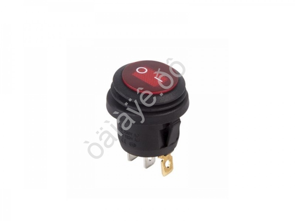 Выключатель клавишный круглый 250V 6А (3с) ON-OFF красный с подсветкой ВЛАГОЗАЩИТА REXANT