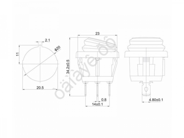 Выключатель клавишный круглый 250V 6А (3с) ON-OFF красный с подсветкой ВЛАГОЗАЩИТА REXANT
