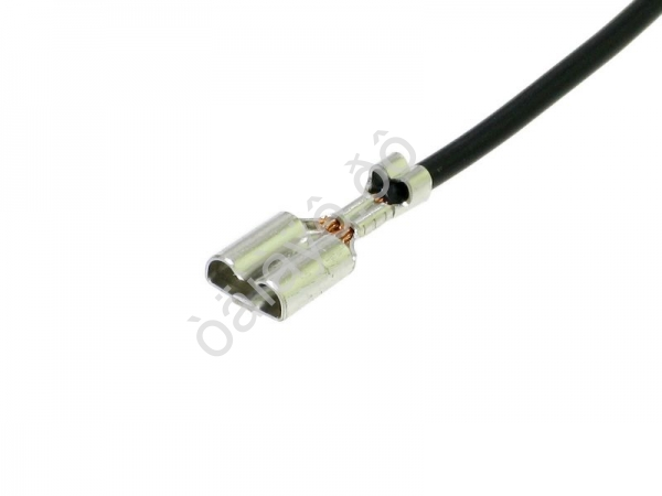 Клемма 6,3 мм, с монтажным усиком, с черн. пр. сеч. 0,75мм² длина 12см. (МАМА) МГУП-63-ЧЕРН латунь луженная (100шт)